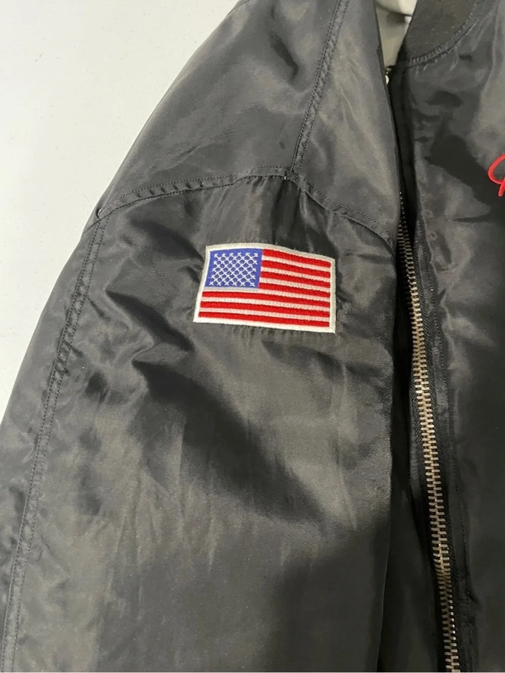 Nascar Black Bomber Jacket with Red Accents
